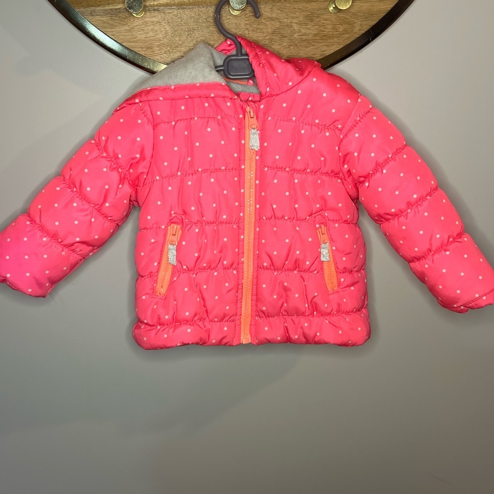 Carter's Pink Puffer Jacket with White Dots